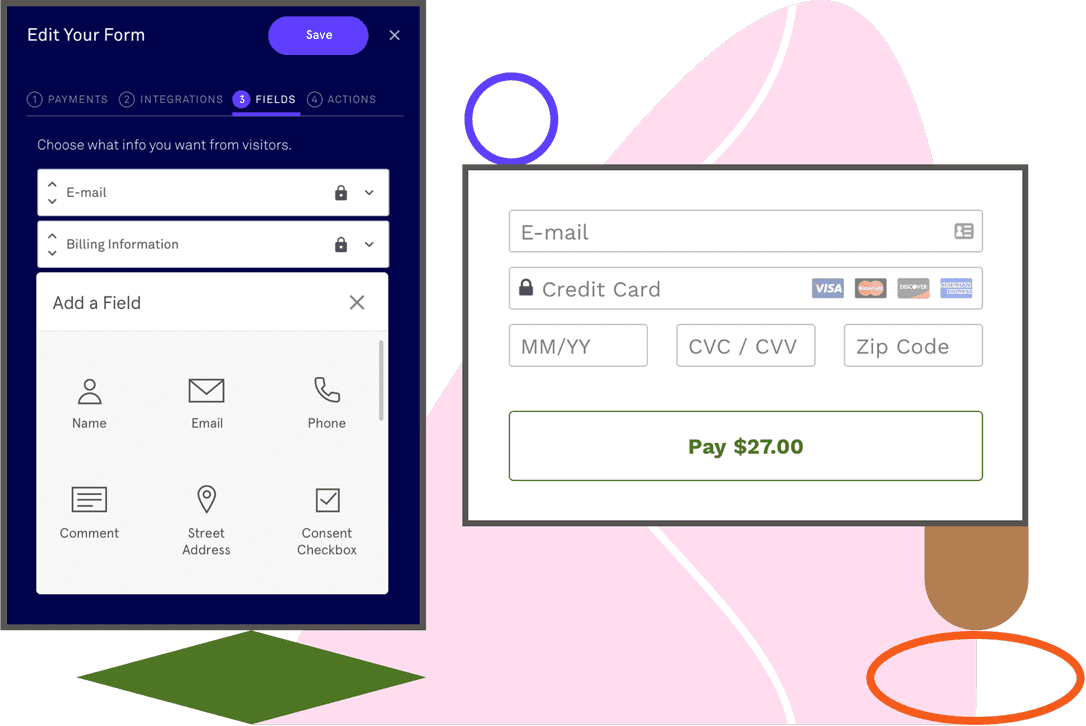 Collect standard and customizable form fields